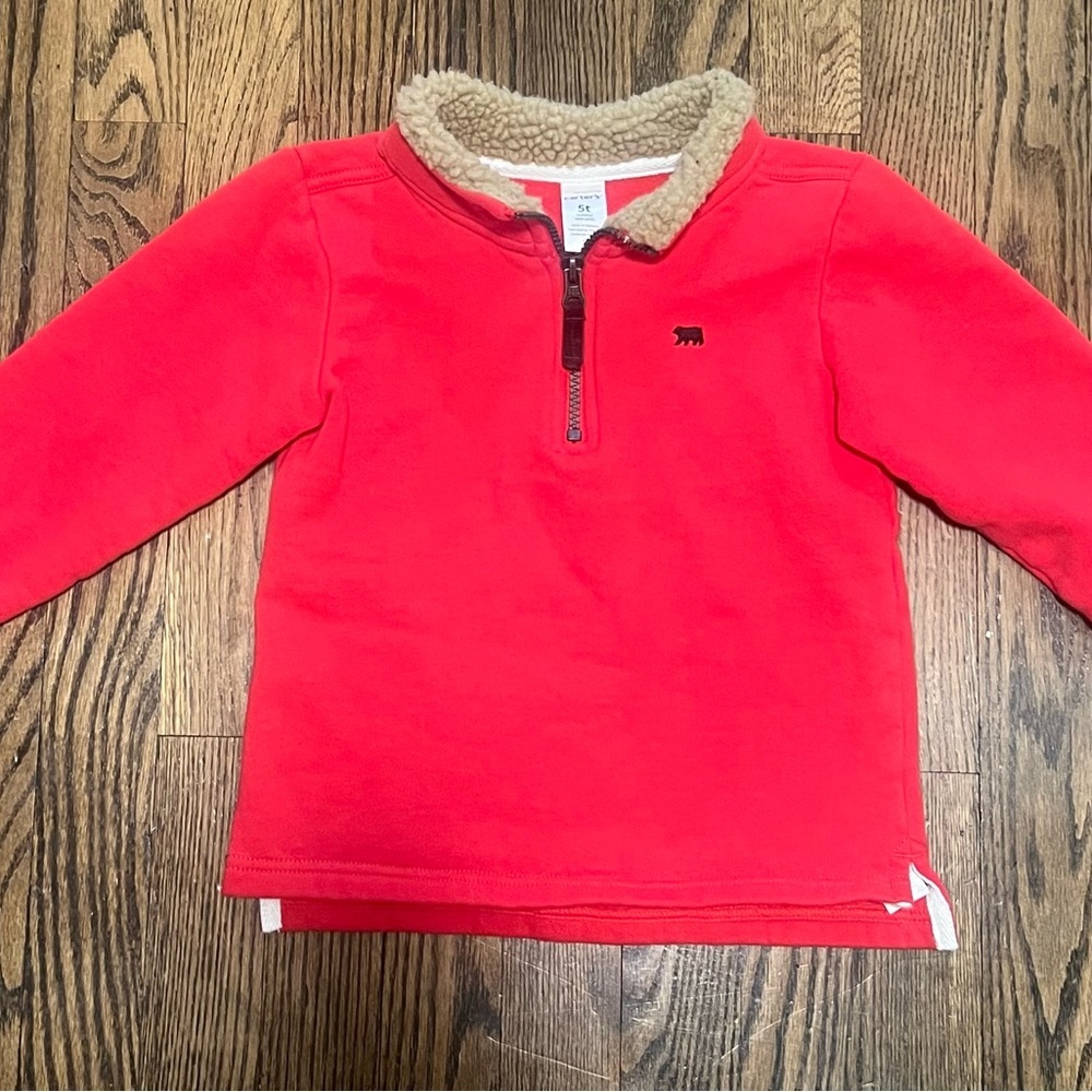 Carter's Red Fleece Hoodie with Sherpa Collar